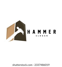 Hammer Logo, Builder Tools Inspiration Design, Vector Vintage Carpentry And Mechanics, Illustration Template