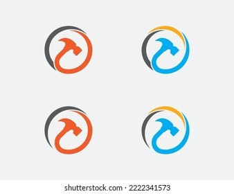 Hammer Logo Bundle Set Concept symbol icon sign Element Design. Construction, Repair, Carpentry Logotype. Vector illustration template