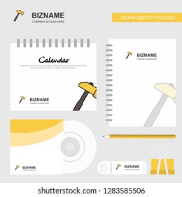 Hammer  Logo, Calendar Template, CD Cover, Diary and USB Brand Stationary Package Design Vector Template