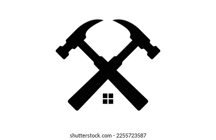 Hammer logo for construction, maintenance, property, home repairing business company. Vector illustration. Suitable for label, name card, branding, identity template