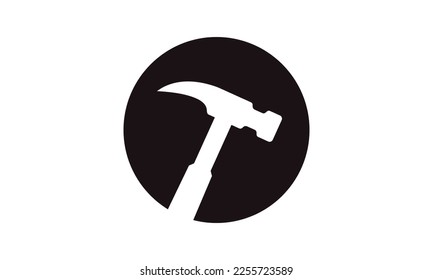 Hammer logo for construction, maintenance, property, home repairing business company. Vector illustration. Suitable for label, name card, branding, identity template