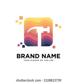 hammer logo design with colorful styles