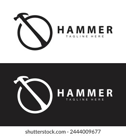 hammer logo design repair service template vintage symbol illustration silhouette repair tool