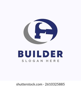 Hammer Logo Design Template. Builder Logo Template