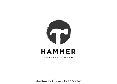 Hammer logo design vector illustration. Hammer logo suitable for construction company