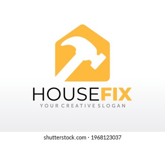 Hammer Logo. Home Construction Logo Design Inspiration Vector