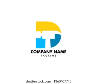 Hammer Logo with Letter D, Repair, Construction or Renovation Logo Concept