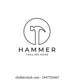 hammer logo line art vector illustration design