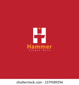 hammer logo with a masculine hammer shape and inside the letter H that looks cool and a strong hammer shape that makes this design unique, modern, simple.