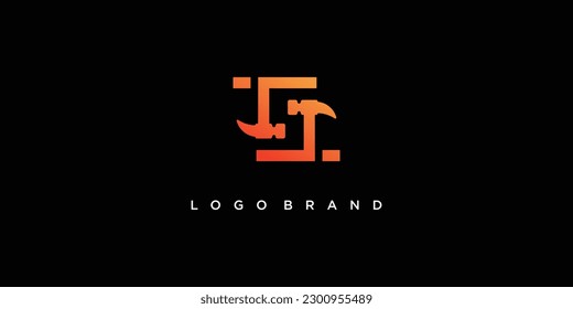 Hammer logo vector design with modern letter s concept