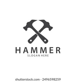 Diseño creativo del diseño de la Ilustración vectorial del logotipo del martillo
