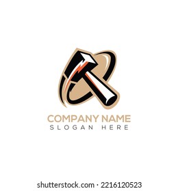 Hammer logo vector illustration template 