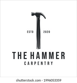 hammer logo vintage vector illustration template icon design. tool and equipment carpentry for professional carpenter logo company concept emblem design