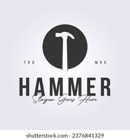 hammer logo, woodwork tools icon symbol vector illustration design