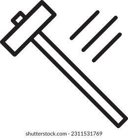 Hammer or mace vector icon symbol in black and white background, tool in movement.