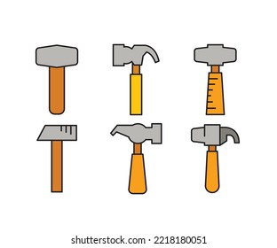 conjunto de iconos de martillo y mallet
