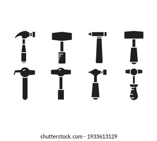 hammer and mallet icons set vector