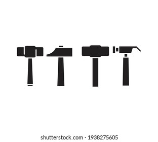 hammer and mallet icons set vector