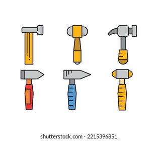 conjunto de iconos de martillo y mallet