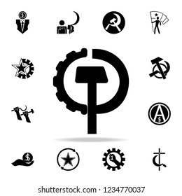 Hammer and mechanism icon. Detailed set of communism and socialism icons. Premium graphic design. One of the collection icons for websites, web design, mobile app