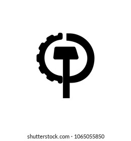 Hammer and mechanism icon. Element of communism illustration. Premium quality graphic design icon. Signs and symbols collection icon for websites, web design, mobile app on white background