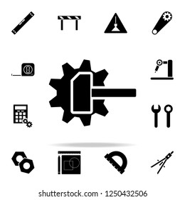 Hammer and mechanism icon. Engineering icons universal set for web and mobile
