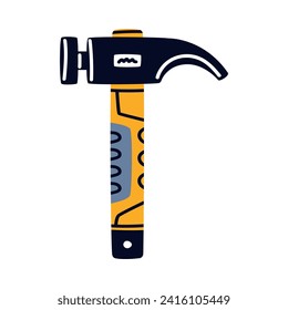 Hammer with Metal Head and Handle as Construction Tool Vector Illustration