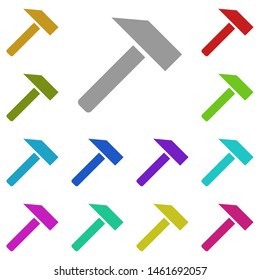 a hammer multi color icon. Simple glyph, flat vector of web icons for UI and UX, website or mobile application