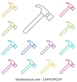 Hammer multi color icon. Simple thin line, outline vector of construction tools icons for ui and ux, website or mobile application
