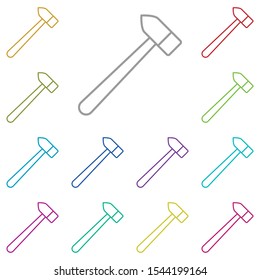 Hammer multi color icon. Simple thin line, outline vector of construction tools icons for ui and ux, website or mobile application