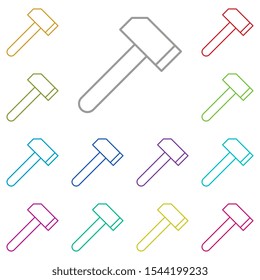 Hammer multi color icon. Simple thin line, outline vector of construction tools icons for ui and ux, website or mobile application