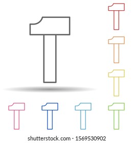 Hammer in multi color style icon. Simple thin line, outline vector of construction icons for ui and ux, website or mobile application