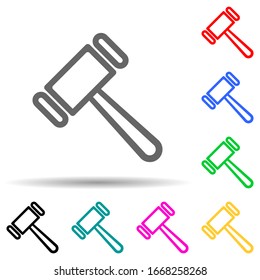 a hammer multi color style icon. Simple thin line, outline vector of web icons for ui and ux, website or mobile application
