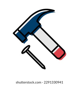Icono de herramienta de carpintería de martillo y uñas