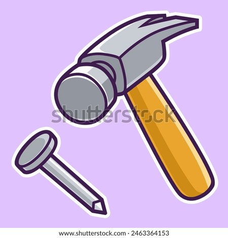 hammer and nail cartoon digital sticker