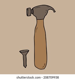 Hammer and nail cartoon drawing