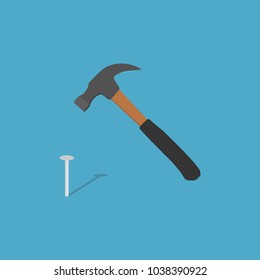 Hammer a nail concept. Vector illustration.