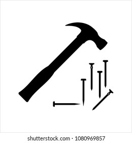 Hammer Nail Icon Design Vector Art Illustration