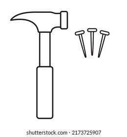 Hammer and nail icon, hammer and nail flat icon illustration, suitable for web design, symbols, logos, apps, books