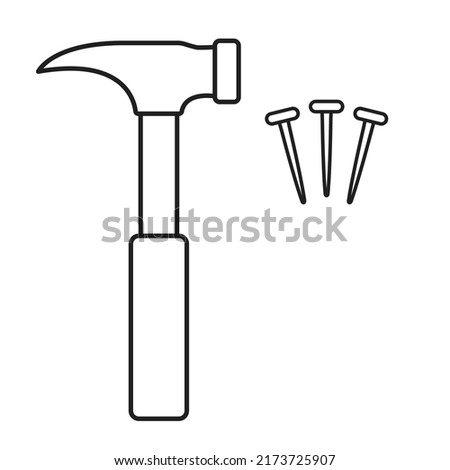 Hammer and nail icon, hammer and nail flat icon illustration, suitable for web design, symbols, logos, apps, books