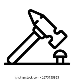 Hammer nail icon. Outline hammer nail vector icon for web design isolated on white background