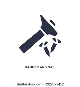 hammer and nail icon. Simple element illustration from tools concept. hammer and nail editable symbol design on white background. Can be use for web and mobile.