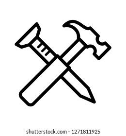 Hammer nail icon vector