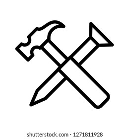 Hammer nail icon vector