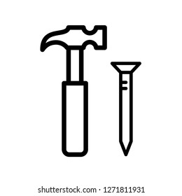 Hammer nail icon vector
