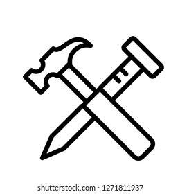 Hammer nail icon vector
