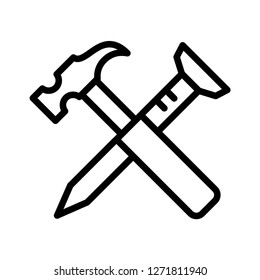 Hammer nail icon vector