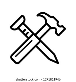 Hammer nail icon vector