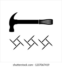 Hammer Nail Icon Vector Art Illustration