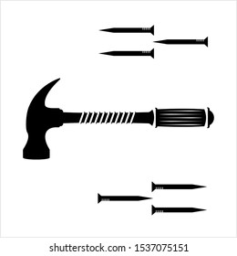 Hammer Nail Icon Vector Art Illustration